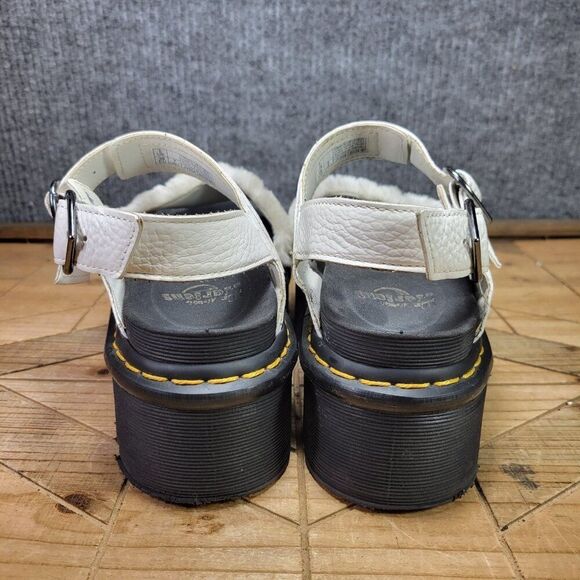 DrβMartens Voss Quad Fluffy Women's 7 Faux Fur Heart White Nappa Sandals - Picture 6 of 13